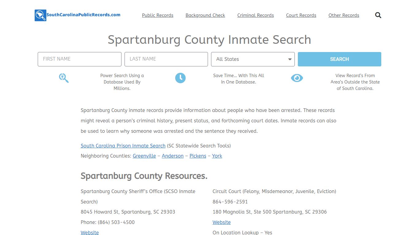Spartanburg County Inmate Search - SCSO Current & Past Jail Records